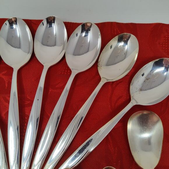 13X Tbsp Tsp WM Rogers Silverplate 1960 MCM Sea Spray Flatware Table TeaSpoons - Picture 4 of 9